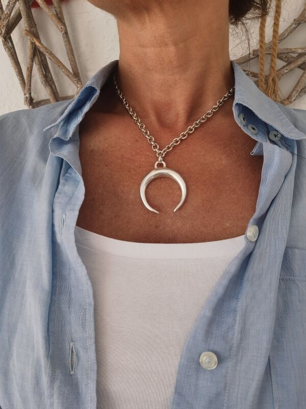 Collar Luna cadena plateada (064211) - Pazzie Bijoux - Tienda Online de bisutería para