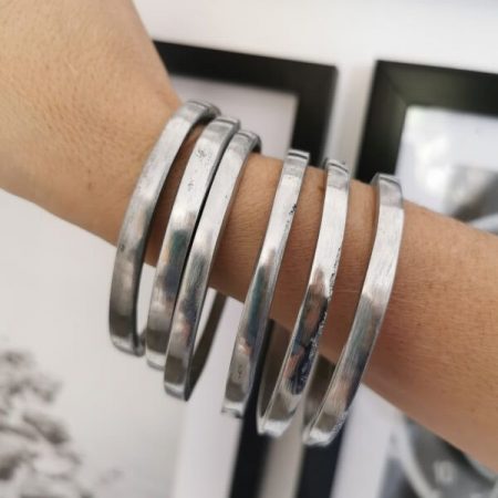 Set pulseras aluminio reciclado plateado  (AL00027)